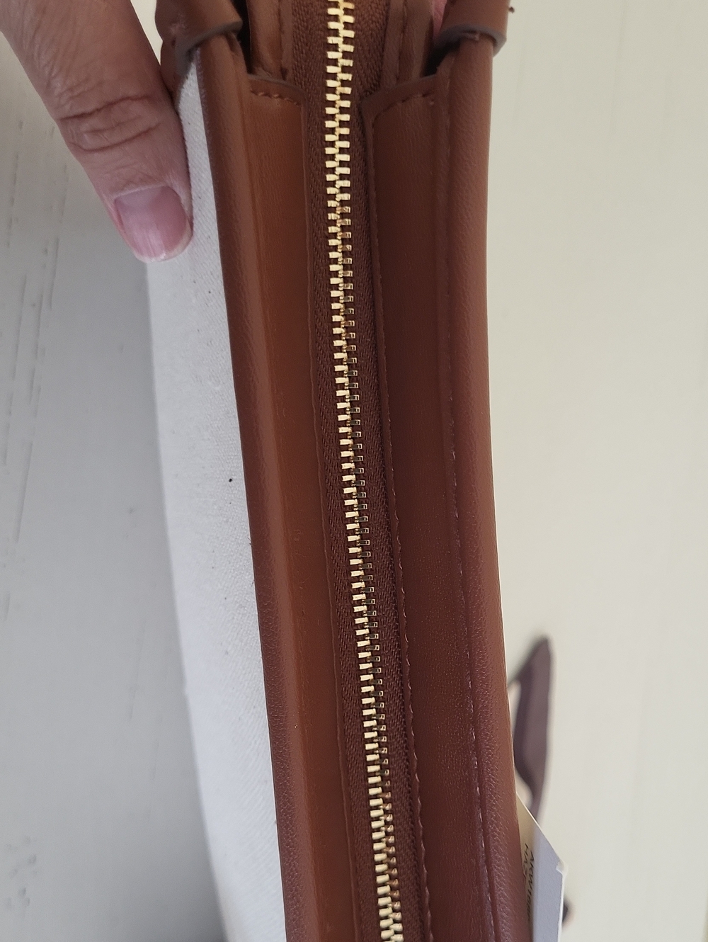 Anne Klein Canvas and Brown Faux Leather Wristlet - Picture 8 of 8